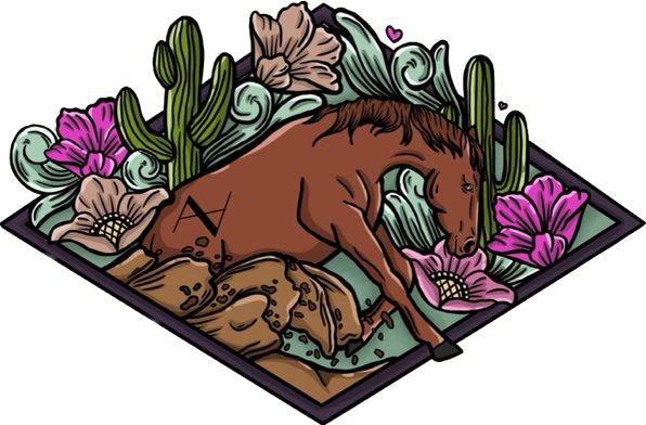 Double A Performance Horses — illustrated reining horse badge